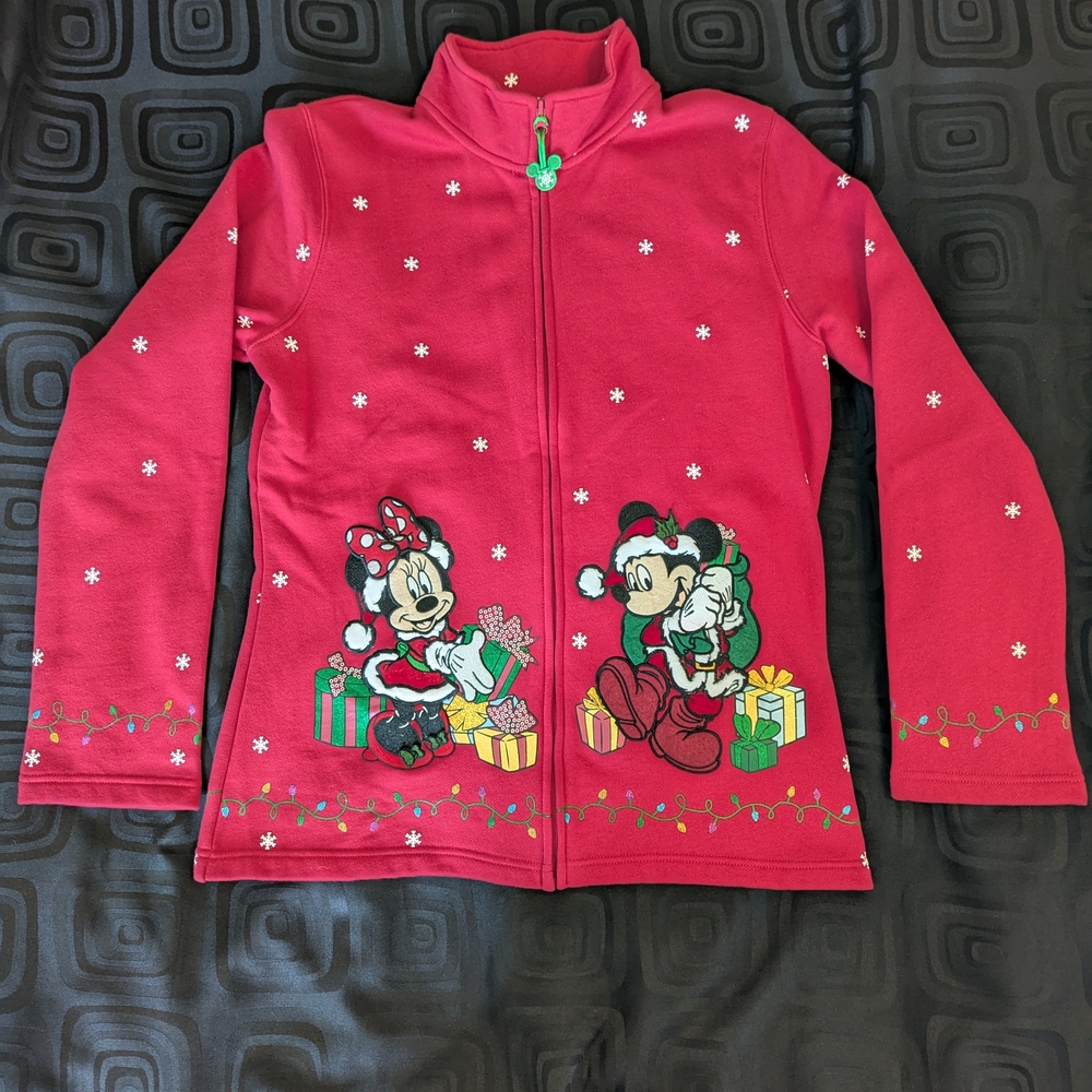 Disney Red Cardigan Sweater with Mickey and Minnie